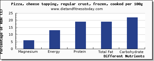 chart to show highest magnesium in pizza per 100g