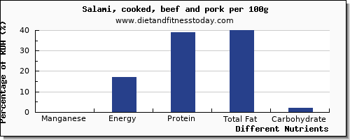 chart to show highest manganese in salami per 100g