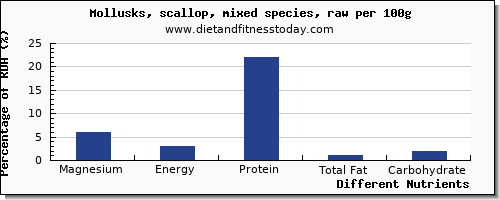 chart to show highest magnesium in scallops per 100g