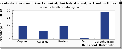 chart to show highest copper in succotash per 100g
