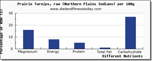 chart to show highest magnesium in turnips per 100g