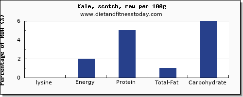 lysine and nutrition facts in kale per 100g