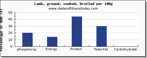 phosphorus and nutrition facts in lamb per 100g