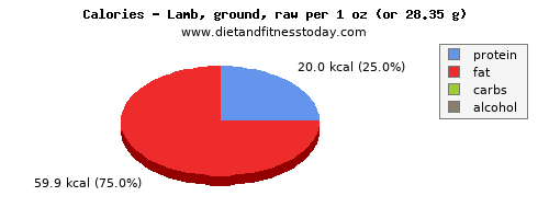 potassium, calories and nutritional content in lamb