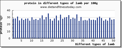 lamb protein per 100g