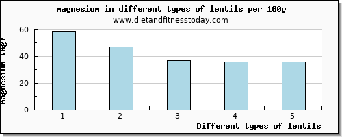 lentils magnesium per 100g
