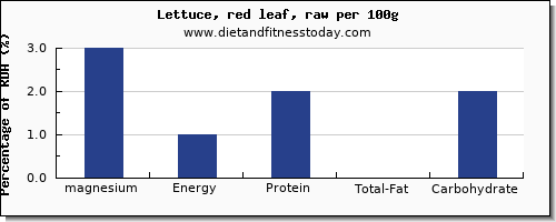 magnesium and nutrition facts in lettuce per 100g