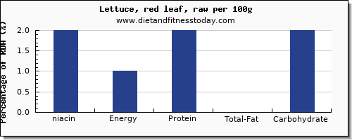 niacin and nutrition facts in lettuce per 100g