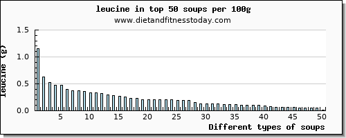 soups leucine per 100g