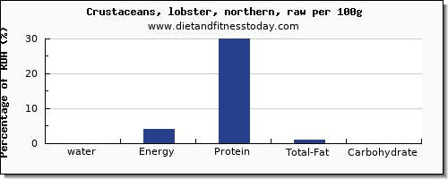 water and nutrition facts in lobster per 100g