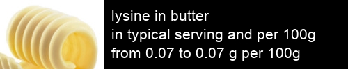lysine in butter information and values per serving and 100g