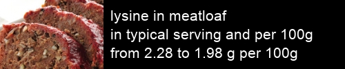 lysine in meatloaf information and values per serving and 100g