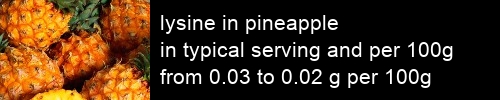 lysine in pineapple information and values per serving and 100g