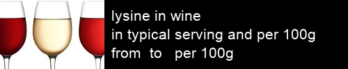 lysine in wine information and values per serving and 100g