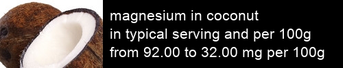 magnesium in coconut information and values per serving and 100g