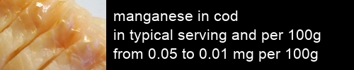 manganese in cod information and values per serving and 100g