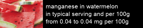manganese in watermelon information and values per serving and 100g