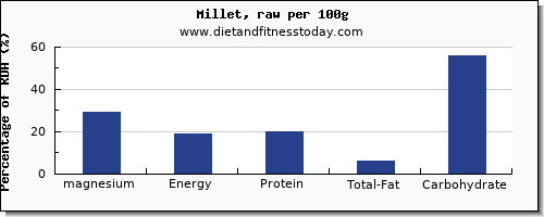 magnesium and nutrition facts in millet per 100g