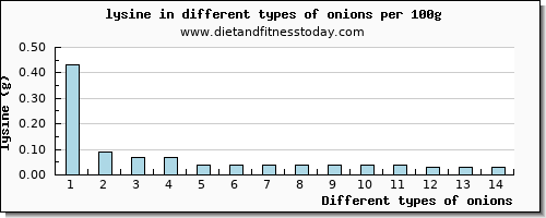 onions lysine per 100g