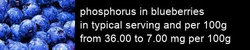 phosphorus in blueberries information and values per serving and 100g