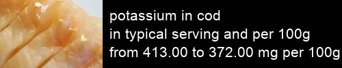 potassium in cod information and values per serving and 100g