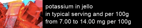 potassium in jello information and values per serving and 100g