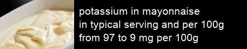 potassium in mayonnaise information and values per serving and 100g