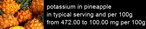 potassium in pineapple information and values per serving and 100g