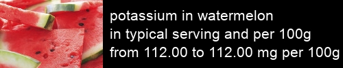 potassium in watermelon information and values per serving and 100g