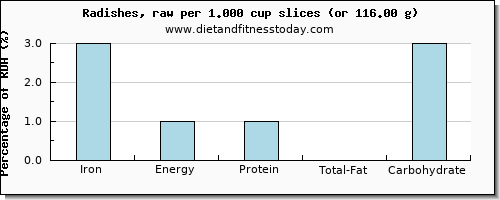 iron and nutritional content in radishes