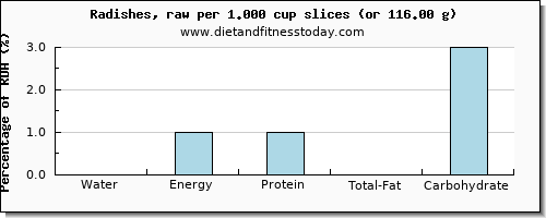 water and nutritional content in radishes