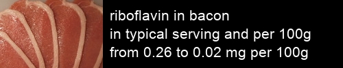 riboflavin in bacon information and values per serving and 100g