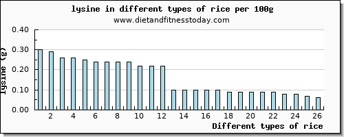 rice lysine per 100g
