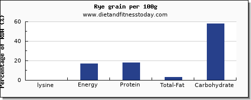 lysine and nutrition facts in rye per 100g