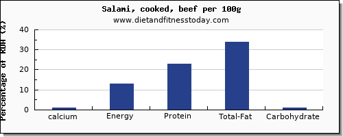 calcium and nutrition facts in salami per 100g