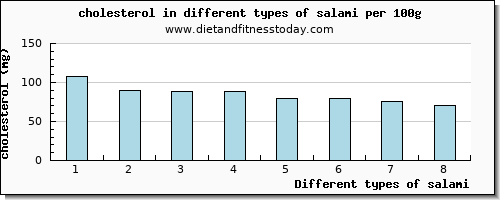 salami cholesterol per 100g