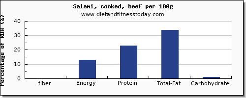 fiber and nutrition facts in salami per 100g