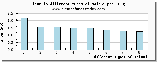 salami iron per 100g