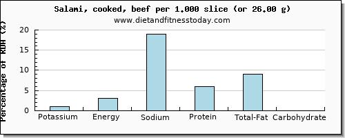 potassium and nutritional content in salami