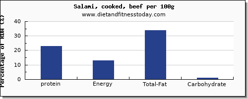 protein and nutrition facts in salami per 100g