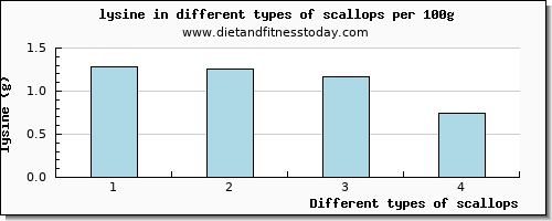 scallops lysine per 100g