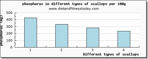 scallops phosphorus per 100g