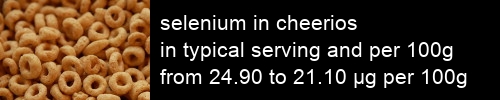 selenium in cheerios information and values per serving and 100g