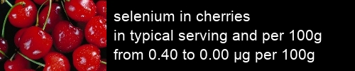 selenium in cherries information and values per serving and 100g