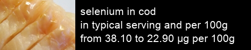 selenium in cod information and values per serving and 100g