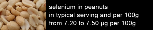 selenium in peanuts information and values per serving and 100g