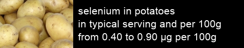 selenium in potatoes information and values per serving and 100g