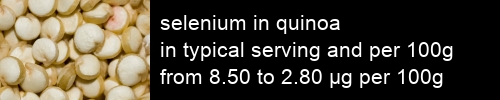 selenium in quinoa information and values per serving and 100g