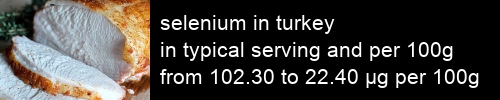 selenium in turkey information and values per serving and 100g