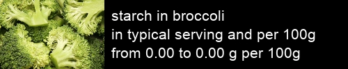 starch in broccoli information and values per serving and 100g